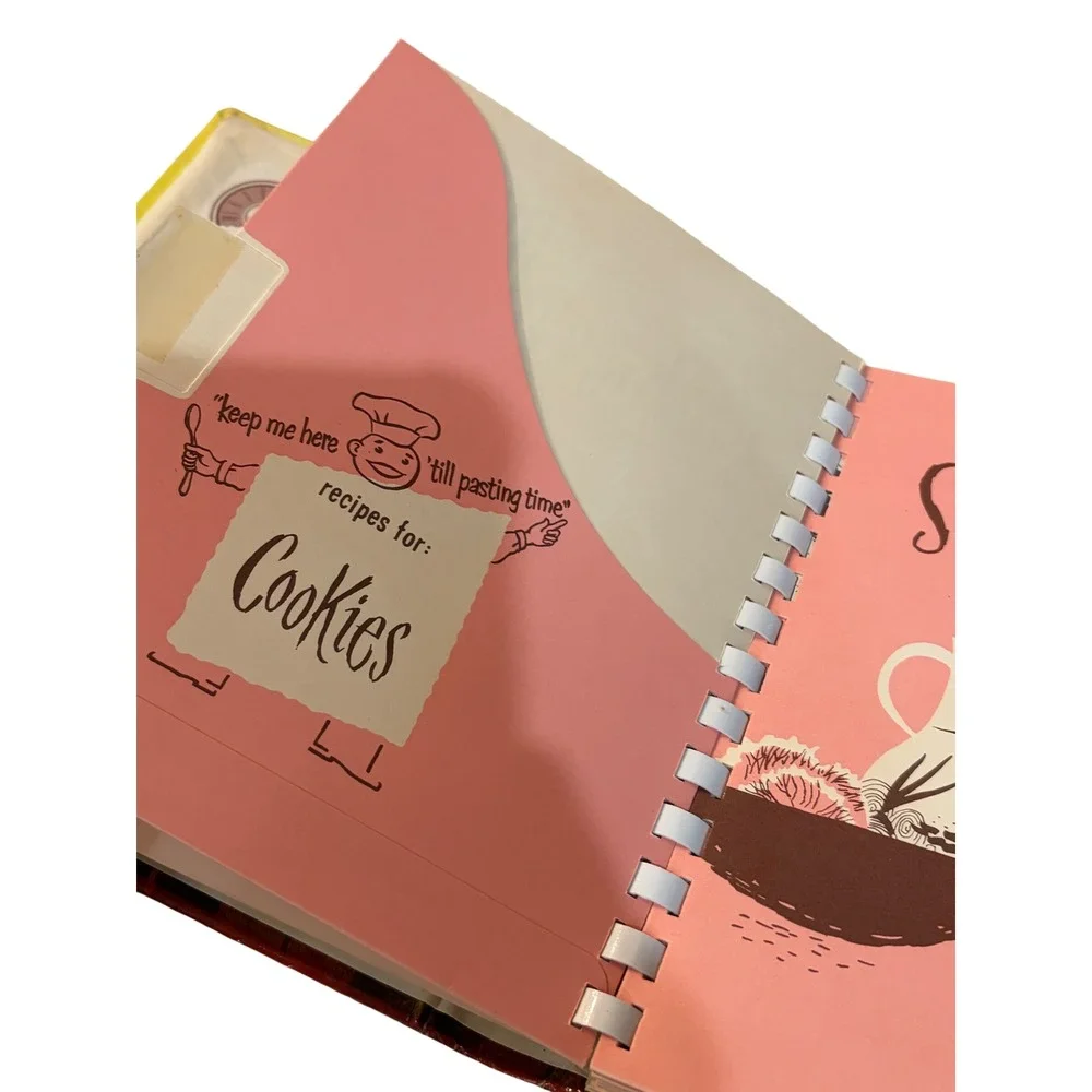 Vintage Cooking Clips Recipe Organizer Binder Mid Century Plaid Spiral Scrapbook